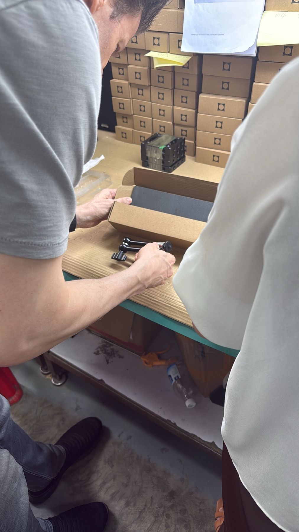 German customer checking a custom component during an inspection