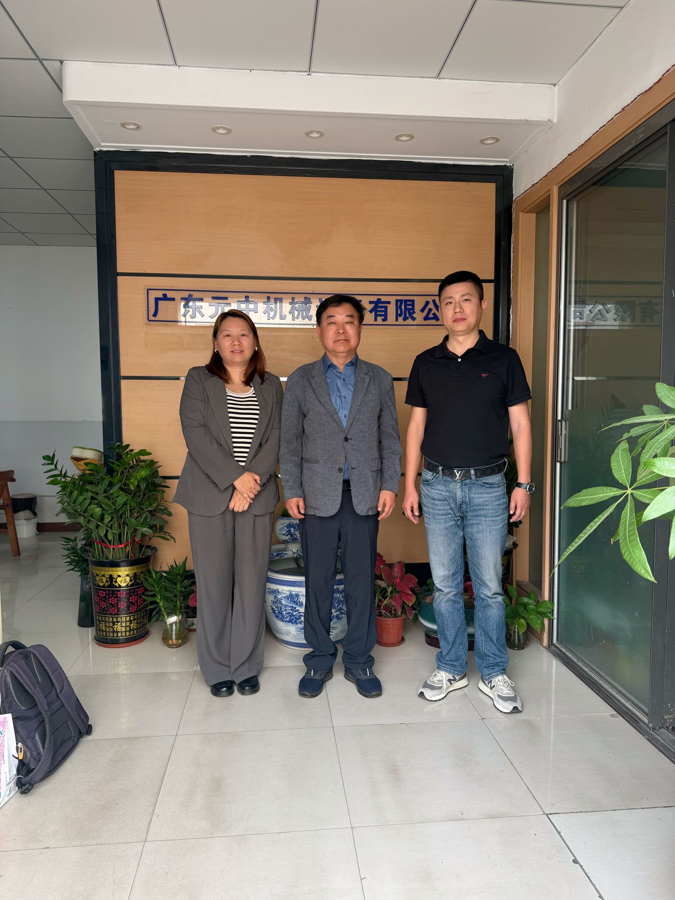 Sally Li with South Korean customer and factory partner