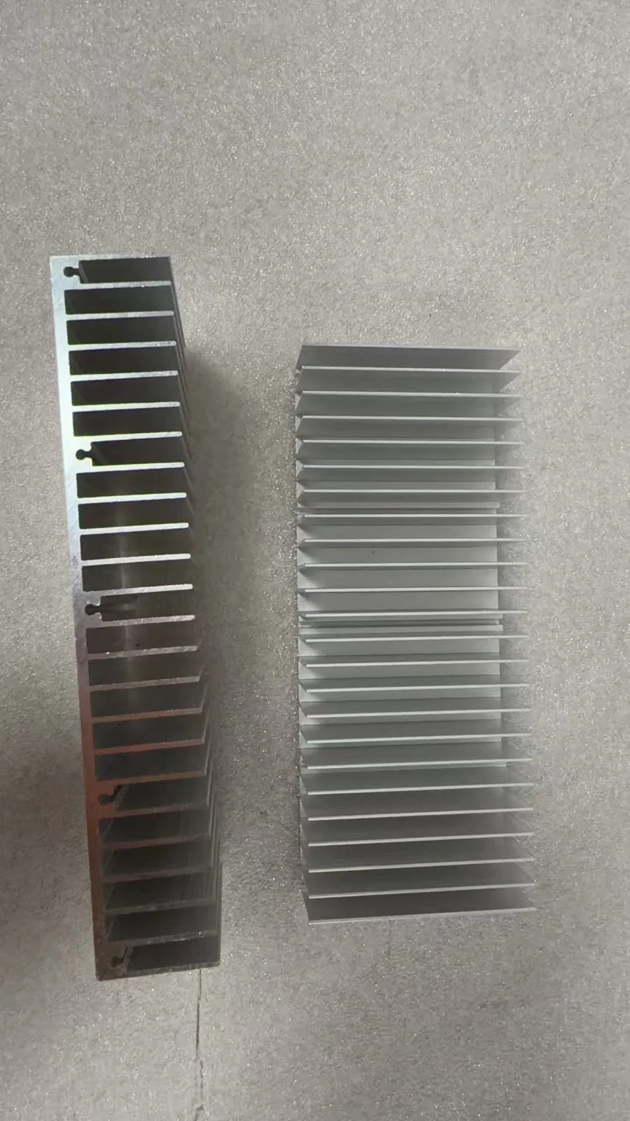 Two custom heat-sink profiles with different fin and channel structures